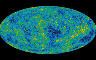 نقشه‌ی تابش ریزموج زمینه‌ی کیهان از دید کاوشگر ریزموج ناهمسانگردی ویلکینسون (WMAP)