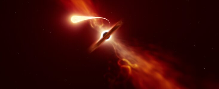  تلسکوپ‌هایESO آخرین لحظات عمر ستاره ای که توسط یک سیاهچاله در حال بلعیده شدن بود را ثبت کردند